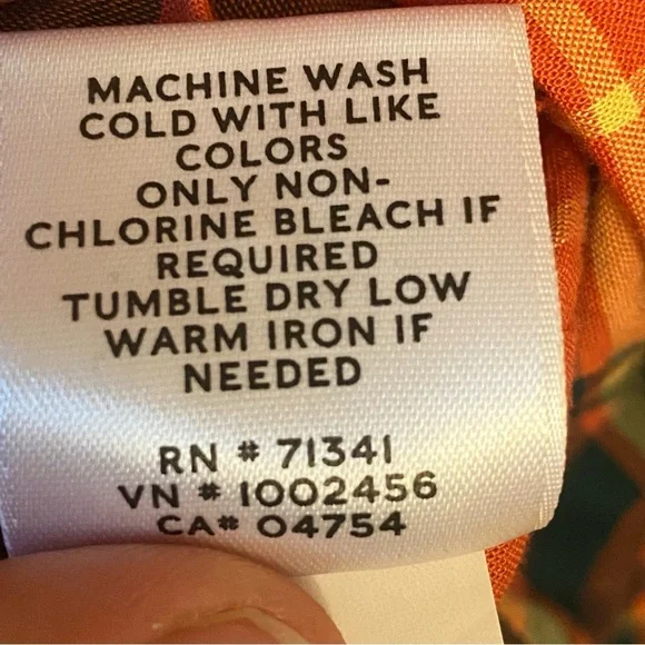 L.L. Bean Signature Slim Fit XL Button Down Orange Plaid - Picture 5 of 11